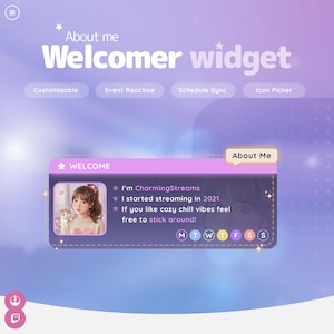 Om mig Välkomstwidget för Streamelements | Event React + kommando för Twitch-streamers, OBS