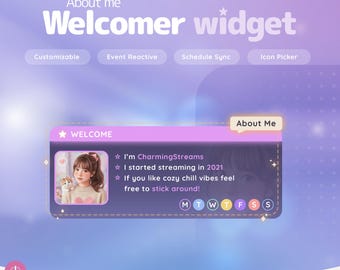 About me Welcomer widget for Streamelements | Event React + command for Twitch Streamers, OBS