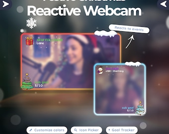 Christmas Reactive Webcam Overlay – Festive Minimalist Design with Goal Widget & Alerts