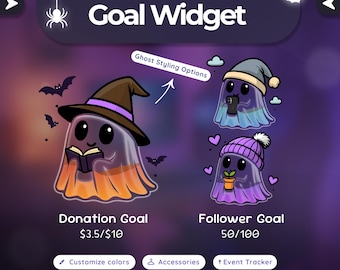 Halloween Ghost Goal Widget – Twitch & Streamelements Overlay, Customizable Styling