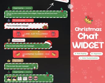 Christmas Chat widget for twitch – Role Styling, Customizable Streamelements Overlay