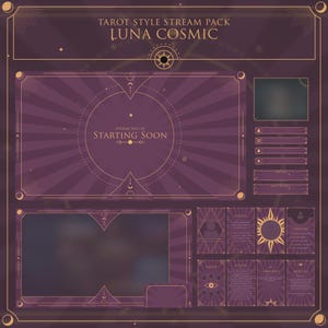 Paquete de transmisión de Twitch Luna Cosmic: Tema de cartas del tarot (descarga digital)