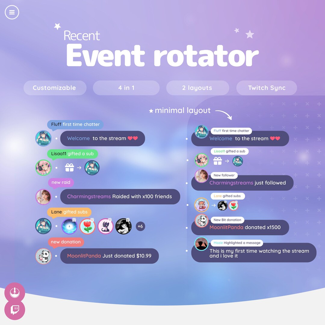 Twitch Events Rotator Widget | Stream Alerts Overlay for Raids, Events ...