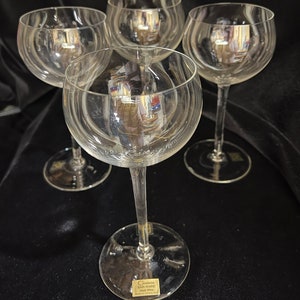Hock wine goblets - Set  of 4 - Rogasksa brand (Yugoslavia) - Best with Riesling or other sweeter wine - Distributed by Gimbels Dept. Store