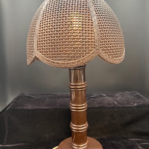 Honi Chilo bamboo/wicker plastic table lamp. Hollywood Regency style. Works perfectly. Classic 70s! FREE SHIPPING