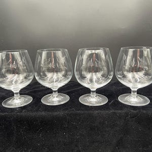 Vintage (1940s) delicate, clear crystal brandy or cognac snifters, set of 4. FREE SHIPPING.