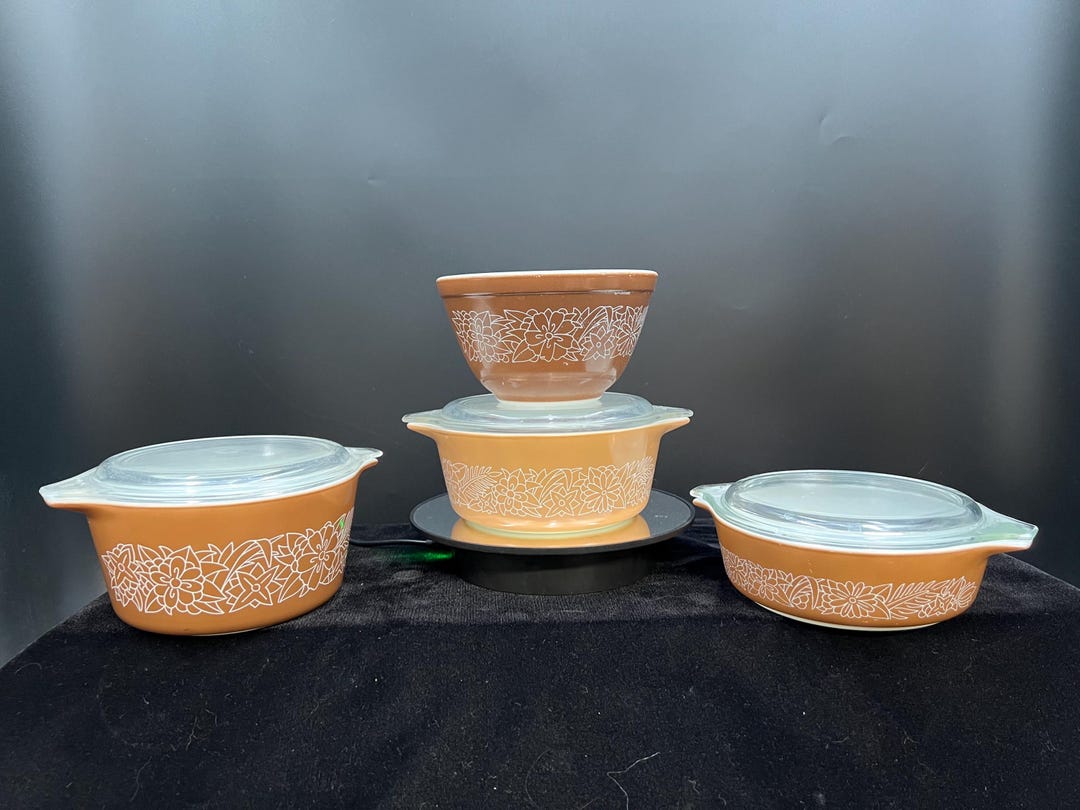 PYREX Woodland Brown and Tan. Patterns 401, 471, 472, 473. Casseroles W ...