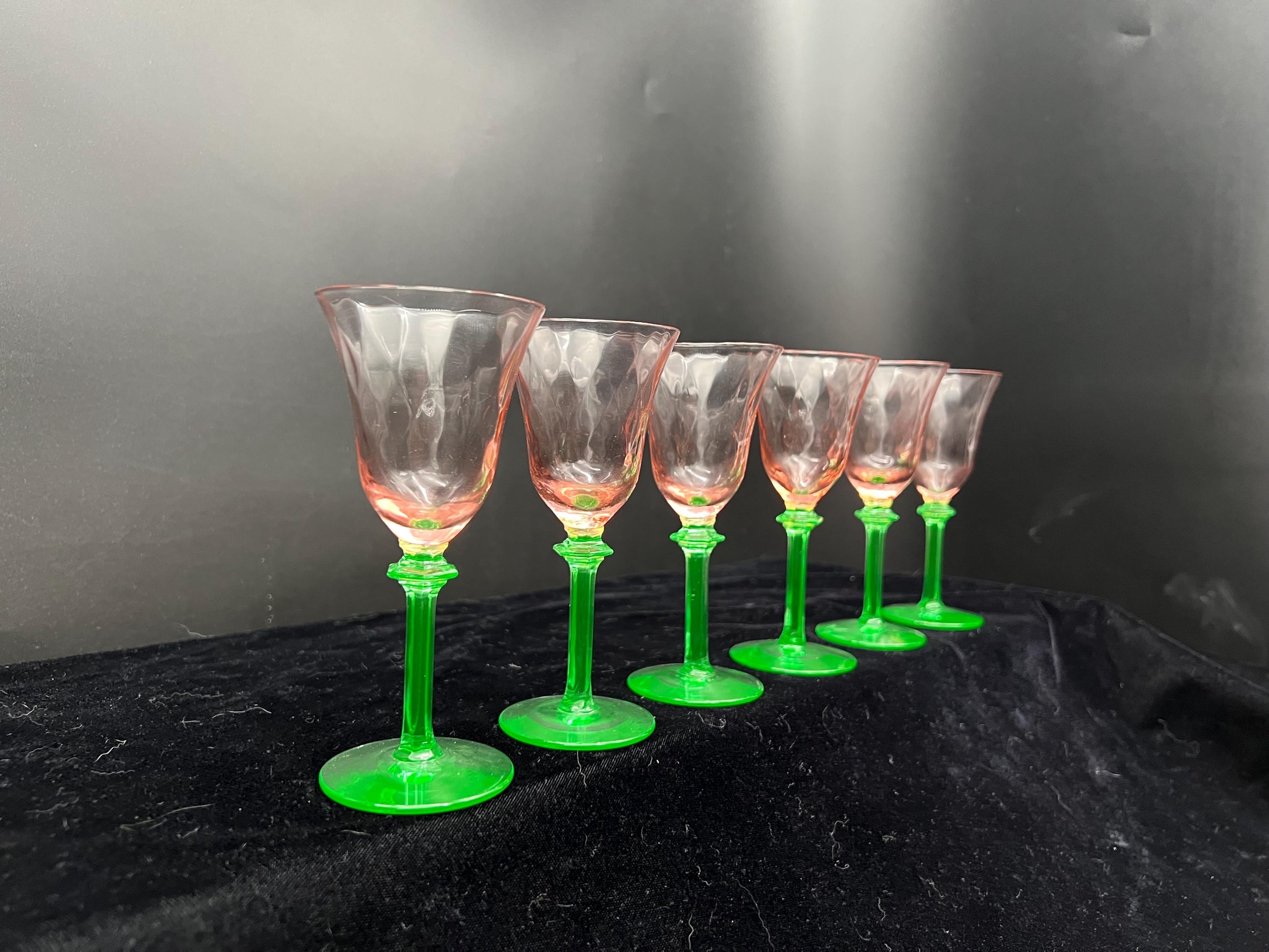 Mcdonald Glass Works. Wine. Diamond Watermelon (pink) Optic Swirl