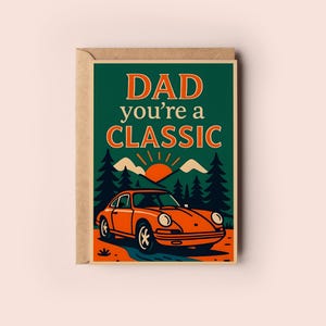 Papa drôle, vous êtes une carte de vœux | Cadeau fête des pères avec voiture ancienne | Anniversaire, Lui, Mari, Porsche, Voiture classique Enveloppe incluse