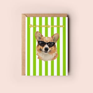 Carte de voeux pawsome Thanks Pembroke Welsh Corgi, cadeau de félicitations pour chien Cardigan Corgi, anniversaire amusant, enveloppe incluse