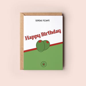 Alles Gute zum Geburtstag Grußkarte mit Olivenkern Lustiges Perello Art Geschenk für schmutzigen Martini-Liebhaber Inklusive Umschlag