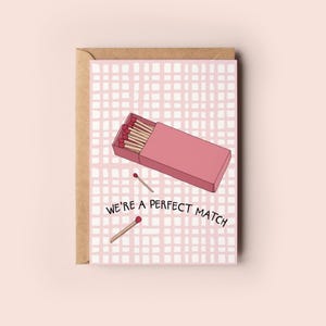Jolie carte de voeux pour la Saint-Valentin dans une boîte d'allumettes vichy, cadeau d'anniversaire de mariage parfait drôle, anniversaire, pour lui, pour elle, enveloppe incluse