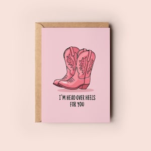 Cowboy greeting card, Funny western anniversary I love you gift, Cowgirl Birthday, Wedding, Cowboy boots, Howdy, Him, Her, Includes envelope