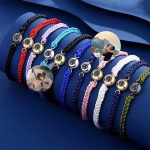 Personalized Photo Projection Bracelet,Braided Rope Bracelet,Memorial Bracelet,Picture Bracelet,Anniversary Gifts,Mother&#39;s Day Gifts for Her