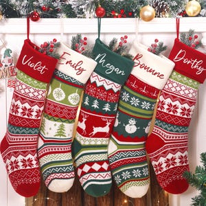 Knitted Christmas Stockings,Personalized  Name Embroidered Christmas Stocking,Cable Knit Personalized Family Stockings,Custom Stocking