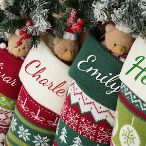 Embroidered Family Holiday Stockings,Christmas Stockings,2025 Christmas Knit Stockings,Christmas Décor,Christmas gifts