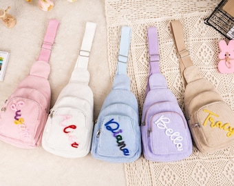 Custom Name Toddler Purse : Soft Corduroy Mini Sling Bag, Christmas Gift for Boys & Girls