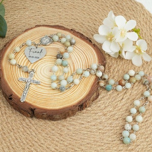 Personalized Rosary Beads: Austrian Crystal Baptism Gift