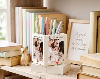 Custom Photo Brick Pen Holder, Personalized Desk Organizer for Dad