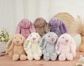Personalized Embroidered Easter Bunny, Plush Rabbit Toy, Baby Shower Gift