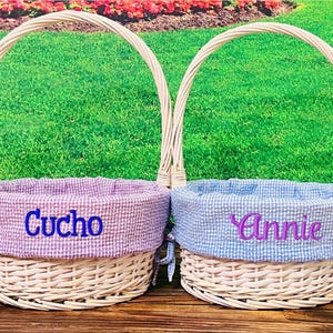 Personalisierte Ostern Korb Liner, gestickt Vichykaro, benutzerdefinierte Kinderkorb Liner, Ostern Korb, Mädchen Korb, Jungen Korb, Baby blau Vichykaro