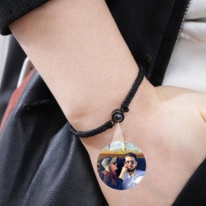Aangepaste fotoprojectie gevlochten armband: gepersonaliseerde fotosieraden