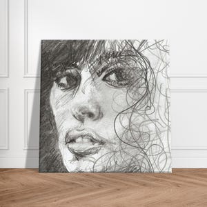 Canvas 30 x 30 cm Modern – Emotions Doodle #2 Wall Art Living Room Abstract, Square Picture Inspired by Uschi Obermaier