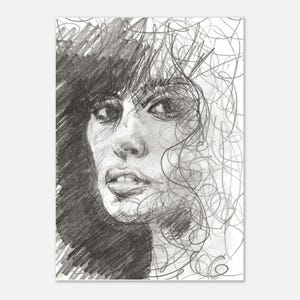 Art print poster 30x40 40x50 50x70 cm – Emotions Doodle #2 Modern wall art, retro line art inspired by Uschi Obermaier