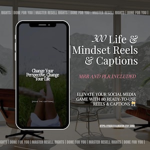 300 Reels y subtítulos de mentalidad de vida: Plantillas PLR de Canva para Instagram (descarga instantánea)