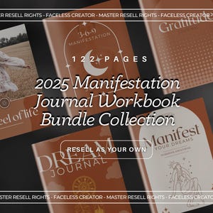 2025 Manifestation Journal Workbook Bundle Sammlung mit PLR Master Wiederverkaufsrechten, 3-6-9 Manifestation Journal, Traum Dankbarkeit Buch