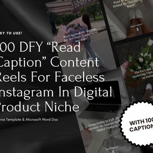 100 Done For You Read Caption Content For Faceless Instagram Reels in Marketing Digital Product Niche With Caption - Customable on canva