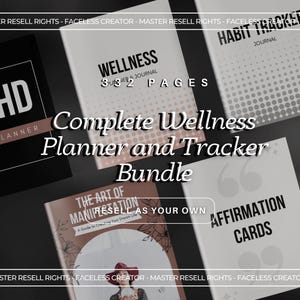 Complete wellnessplanner-bundeltracker, gewoontetrackers, bevestigingskaarten, ADHD-levensplanner The Art of Manifestation met PLR MRR