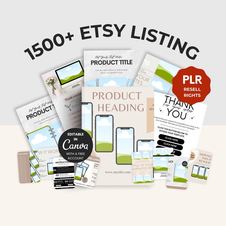 1500+ Etsy Listing Templates Bundle: Canva Mockups, Banners, Thumbnails (PLR Resell Rights, Digital Download) image 1