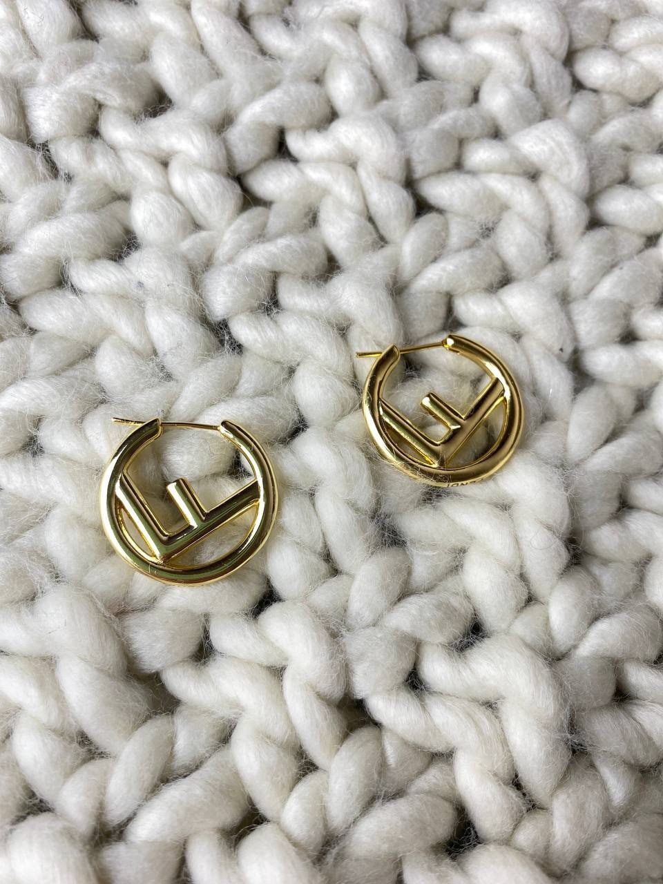 Fendi Gold Small F is Hoop Earrings