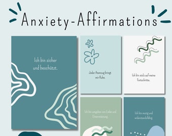 Affirmations for anxiety | 20 cards | positive thoughts | finding inner peace | mental health | mindfulness | self-care | encouragement