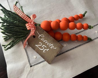Easter Beaded Wood Carrots: Spring Farmhouse Tiered Tray Decor