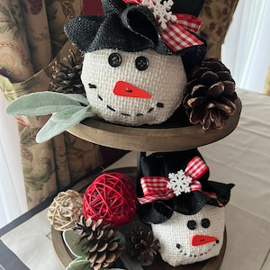 Handmade Snowman Face Bowl Filler, Adorable Winter Decoration, Holiday Ornament,
