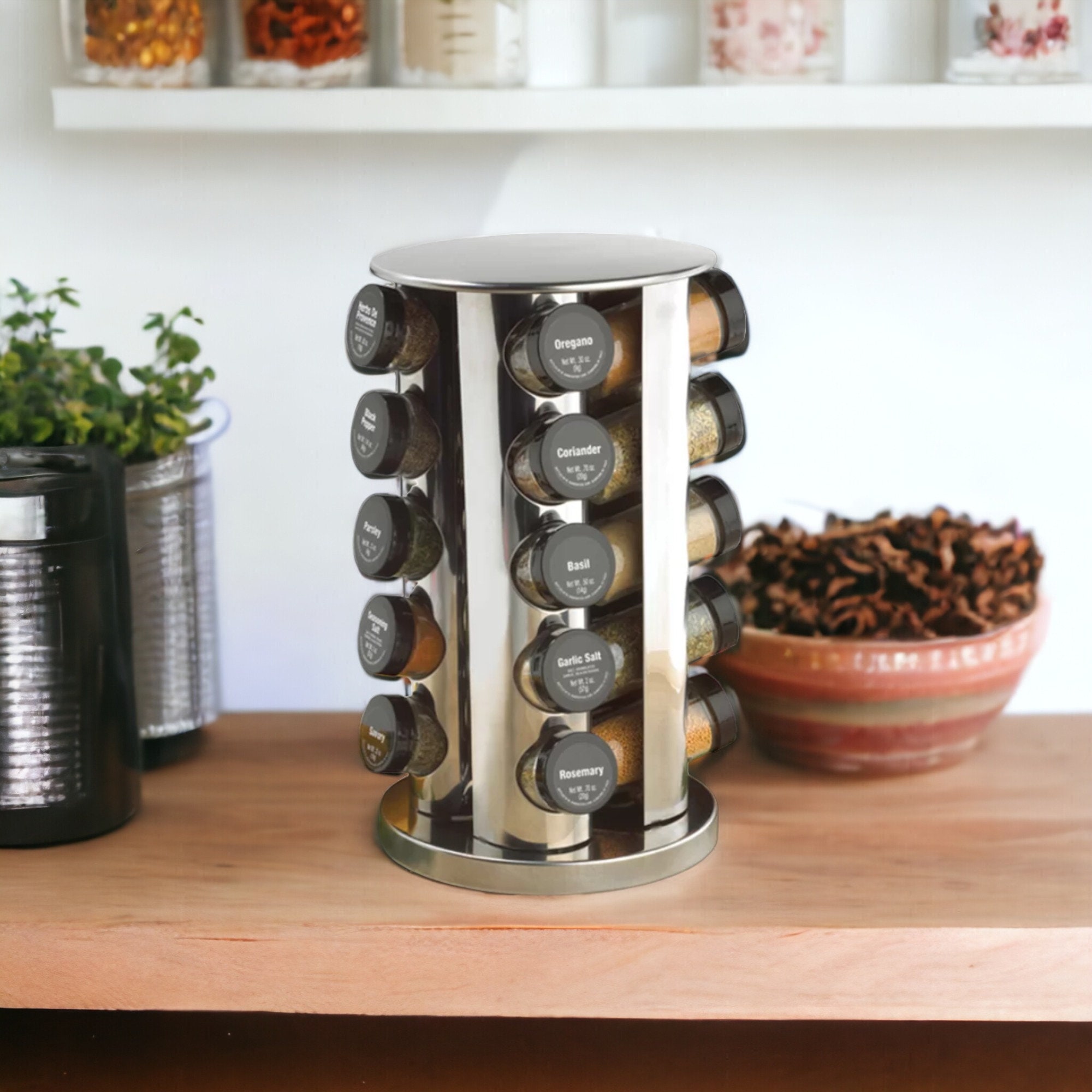 Kamenstein 20 Jar Vintage Revolving Countertop Spice Rack Organizer with  Spices Included