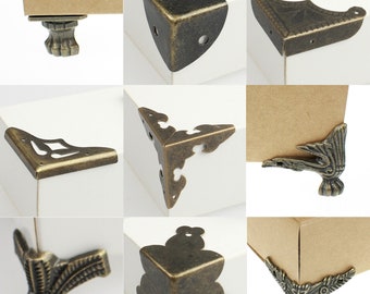 Corner fitting 4 pieces furniture fitting decorative fitting retro antique style wooden box legs wooden box foot vintage