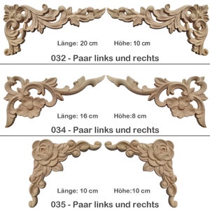 Holzverzierungen Ornament Möbelverzierungen Schnitzerei Holz Verzierungen für Möbel Deko Tür Schrank Schublade Ecke Retro Antik Stil Bild 7