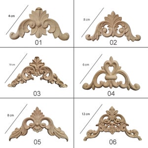 Holzverzierungen Ornament Möbelverzierungen Schnitzerei Holz Verzierungen für Möbel Deko Tür Schrank Schublade Ecke Retro Antik Stil Bild 2