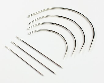 4 curved + 3 straight needles upholstery needle sewing needle leather saddler sailing needle hand needle