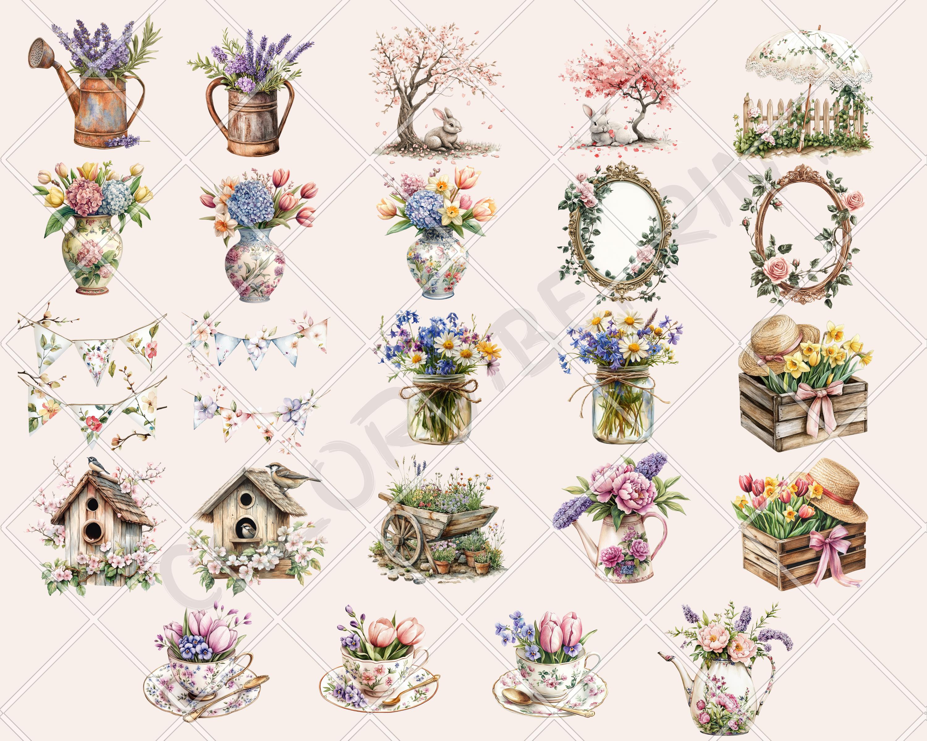 Vintage Spring Rabbit, Quirky Easter Rabbit Clipart, Whimsical Cute ...