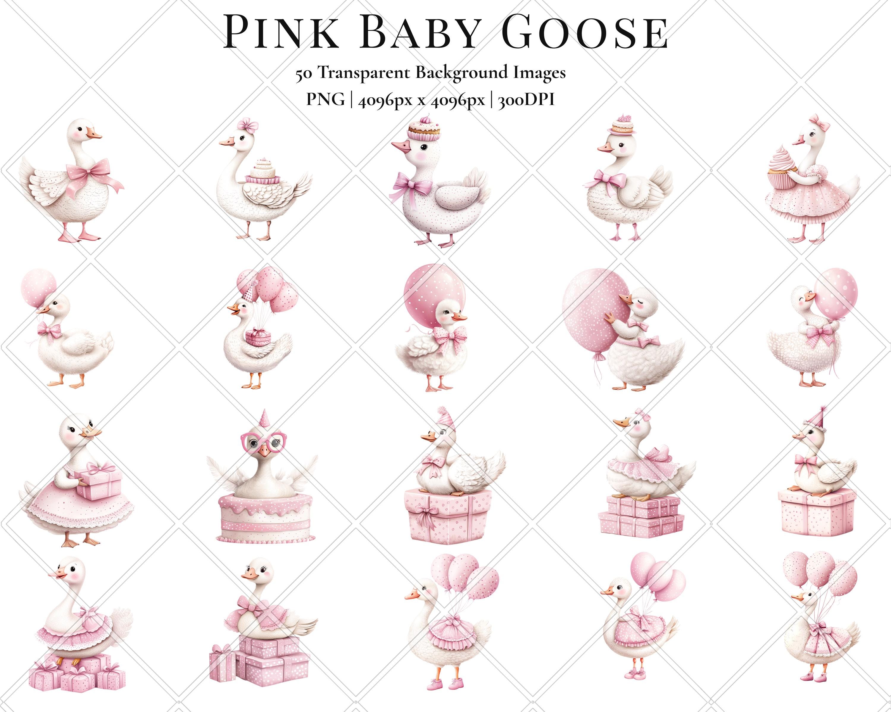Pink Silly Goose Clipart, Watercolor Birthday Baby Shower PNG Files - Etsy