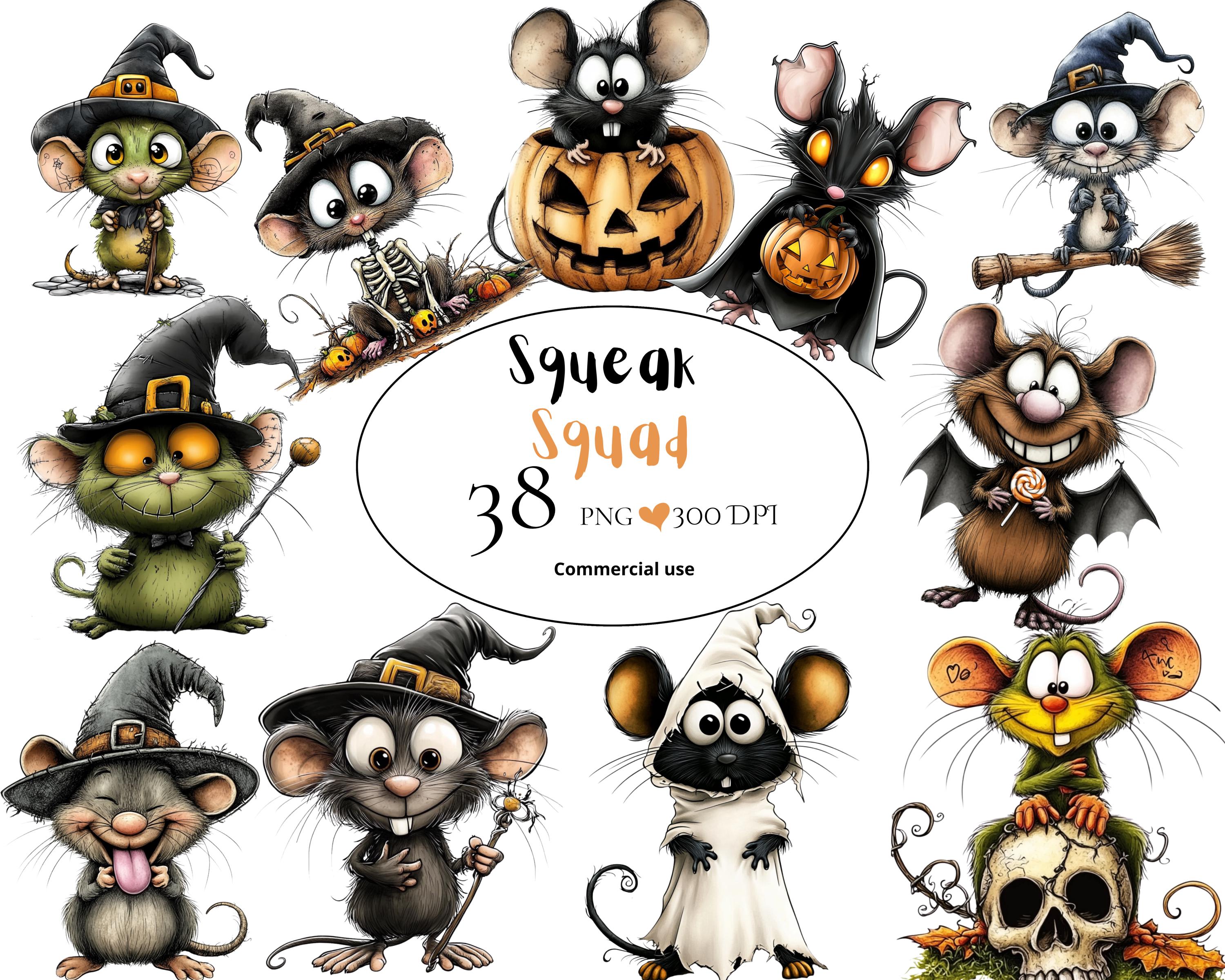 Quirky Halloween Rats PNG Clipart Bundle, Funny Halloween Rat, Spooky ...