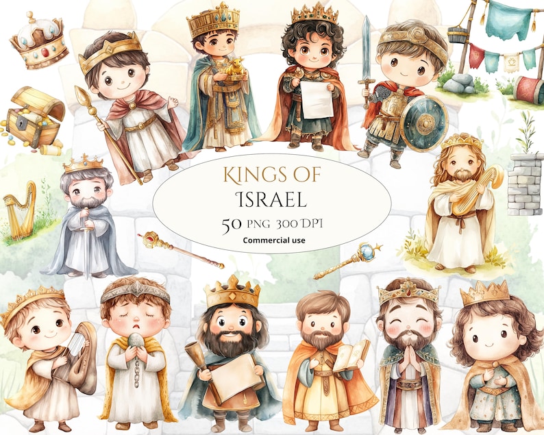 Israeli Characters Kings of Israel Clipart, Biblical Characters, Bible Story (digital ...