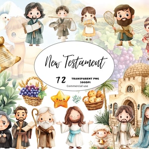 Biblical Characters New Testament Clipart Bundle, Christianity Watercolor PNG, Jesus Graphics, Bible Story, Comercial use, DIGITAL DOWNLOAD