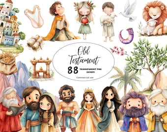 Imágenes prediseñadas de personajes bíblicos del Antiguo Testamento, historia bíblica en formato PNG, religiosas, milagros de Jesús (descargar)