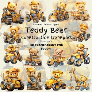 Bouw dieren clipart, teddybeer aquarel, bouw beer, bouw partij, bouw PNG, baby shower