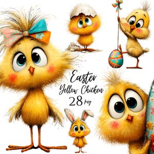 Easter Yellow Chicken Clipart, Cute Baby Chick Watercolor PNG, Spring Nursery Animal Art, Commercial Use